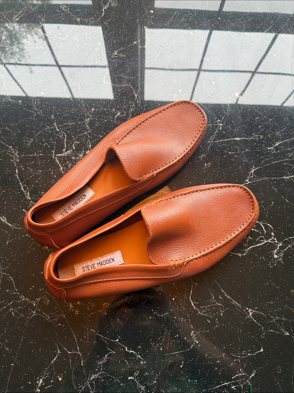 Steve Madden Men’s Tan Leather Slip-On Loafers